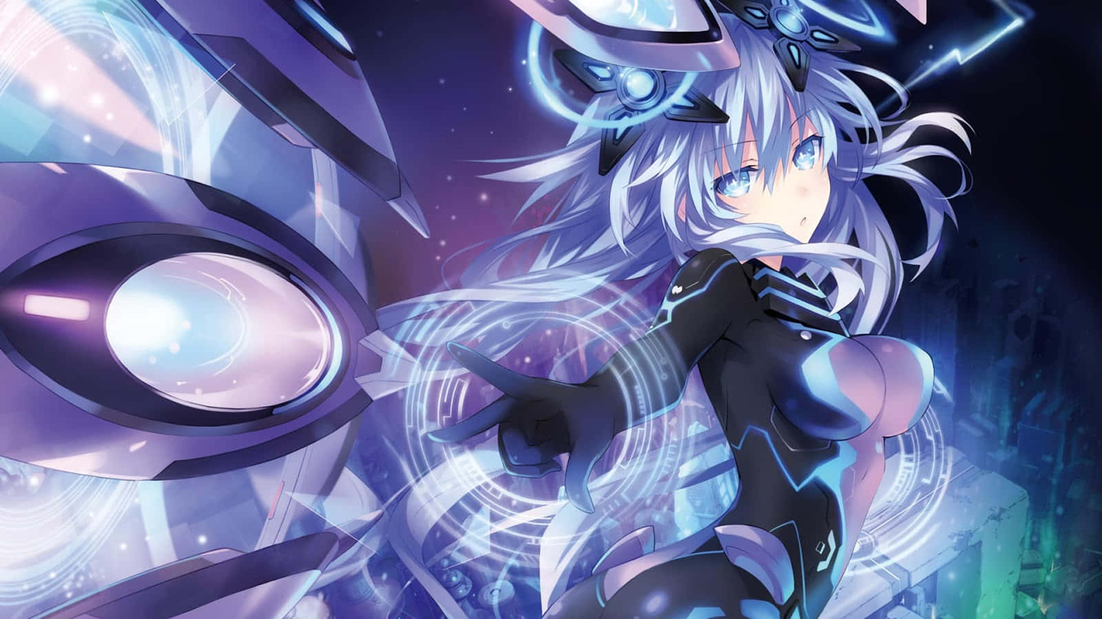 Characters from Hyperdimension Neptunia in Action Wallpaper