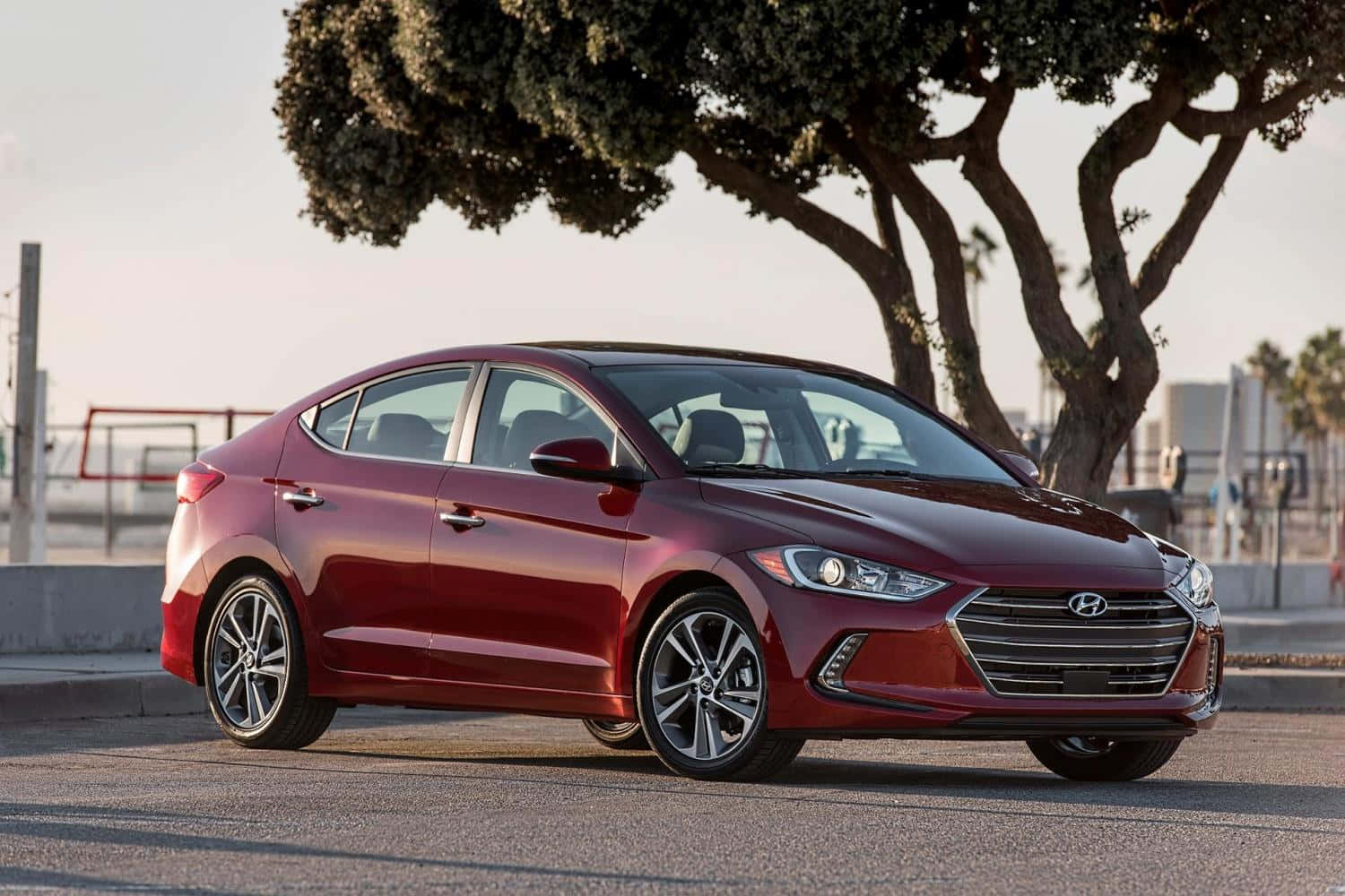 Caption: Sleek Hyundai Elantra in Motion Wallpaper