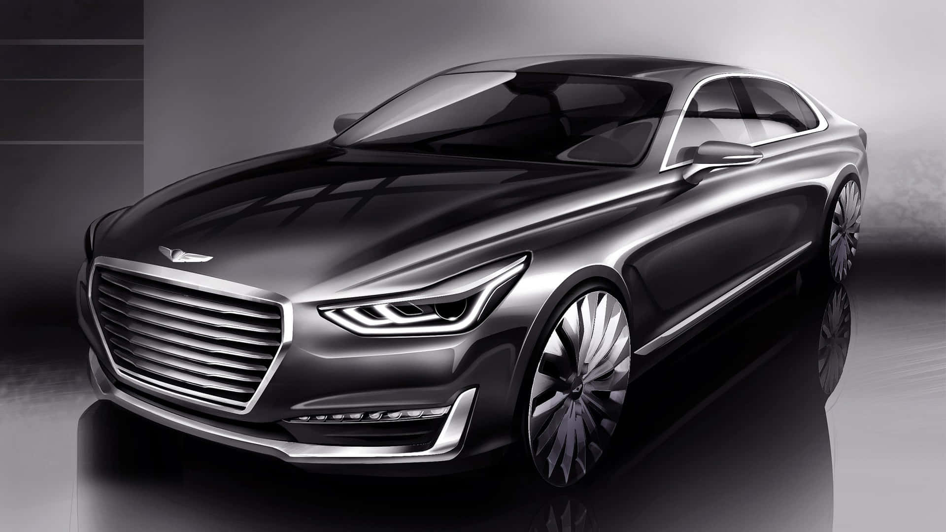 Sleek Hyundai Genesis parked on a scenic road Wallpaper