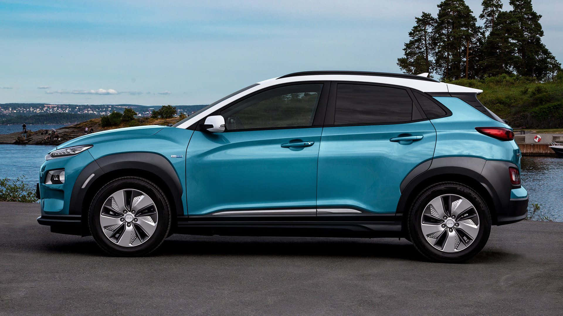 Eye-Catching Hyundai Kona on the Road Wallpaper