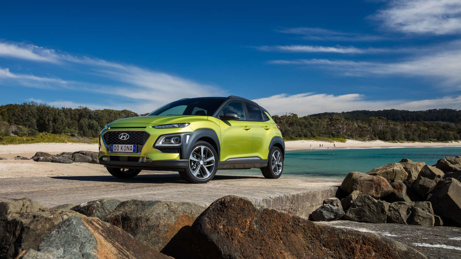 Stunning Hyundai Kona on a scenic road trip Wallpaper