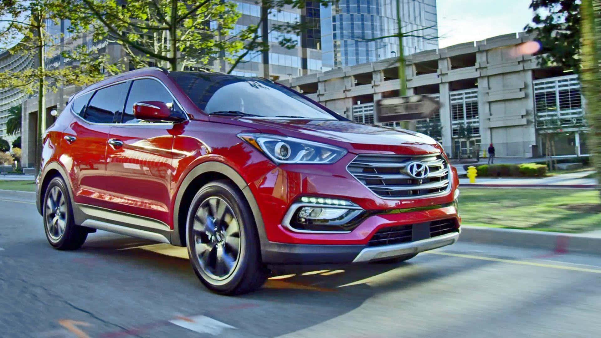 Hyundai Santa Fe Élégant Et Stylé Sur La Route Fond d'écran