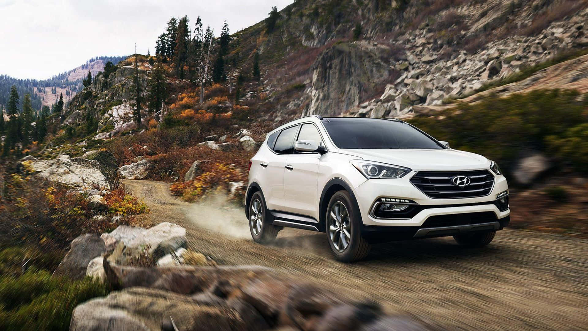 Sleek and Stylish Hyundai Santa Fe on the Road Wallpaper