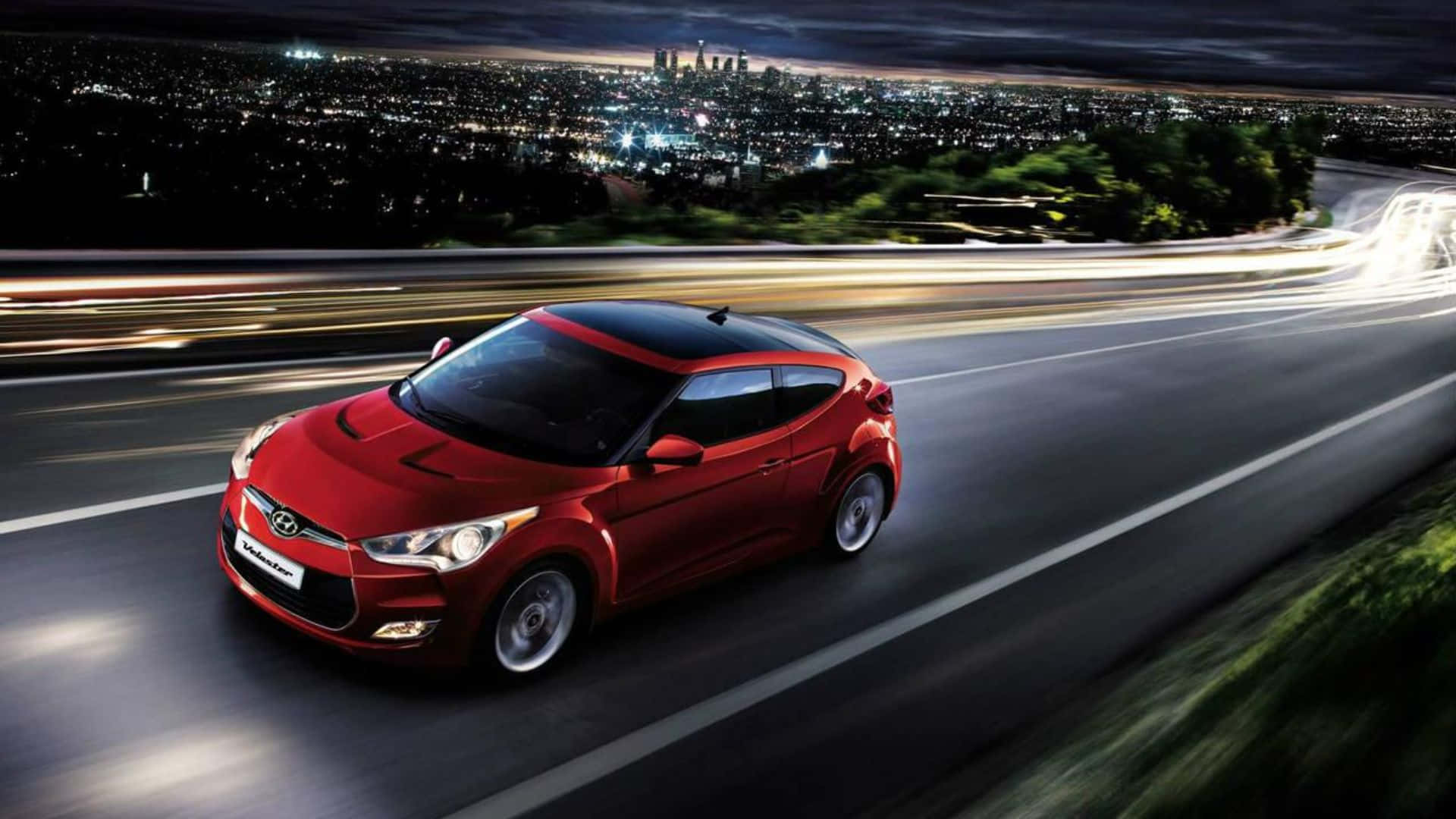 Aesthetic Hyundai Veloster in Striking Red Wallpaper