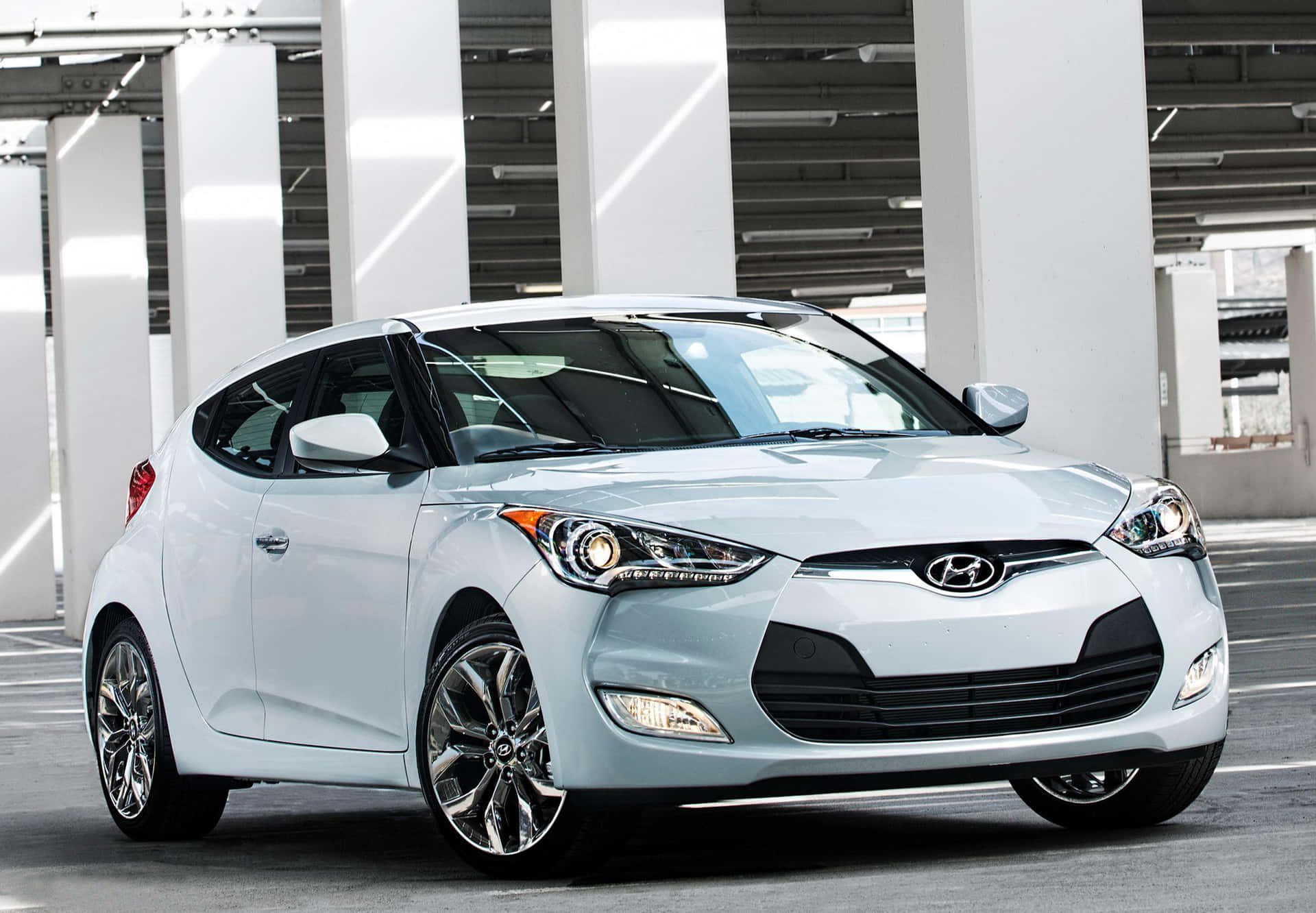 Sleek Hyundai Veloster on the Road Wallpaper