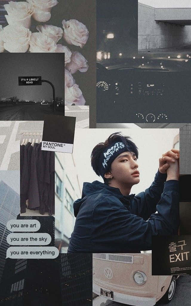 Collageestetico Del Rapper Sudcoreano Hwan Hyunjin Sfondo