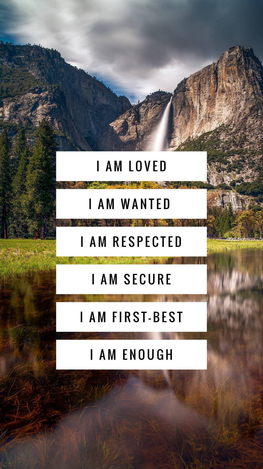 Lake With A I Am Enough Quote Wallpaper