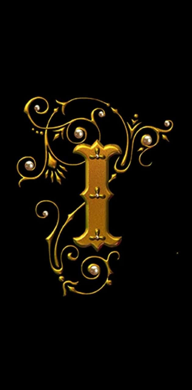 En guld bogstav i på en sort baggrund Wallpaper