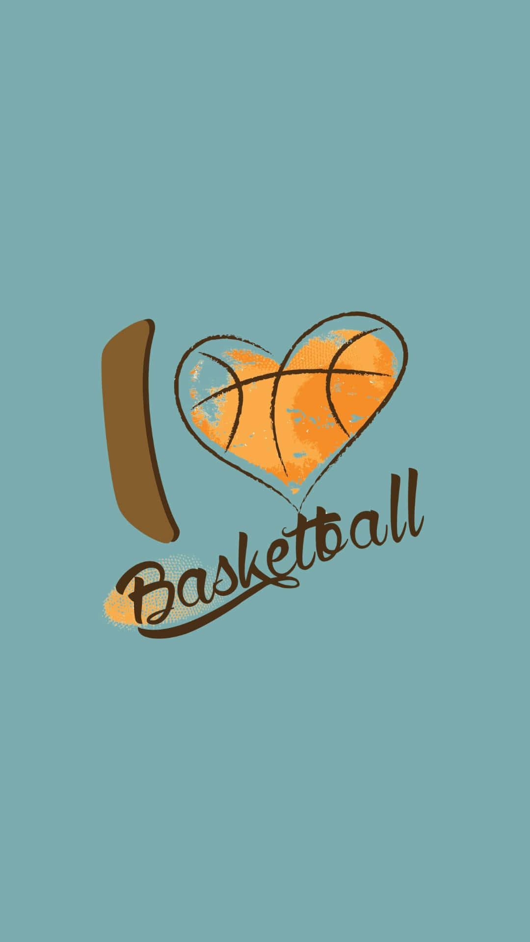 I Love Basketball Heart Design Wallpaper