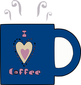 I Love Coffee Mug Design PNG