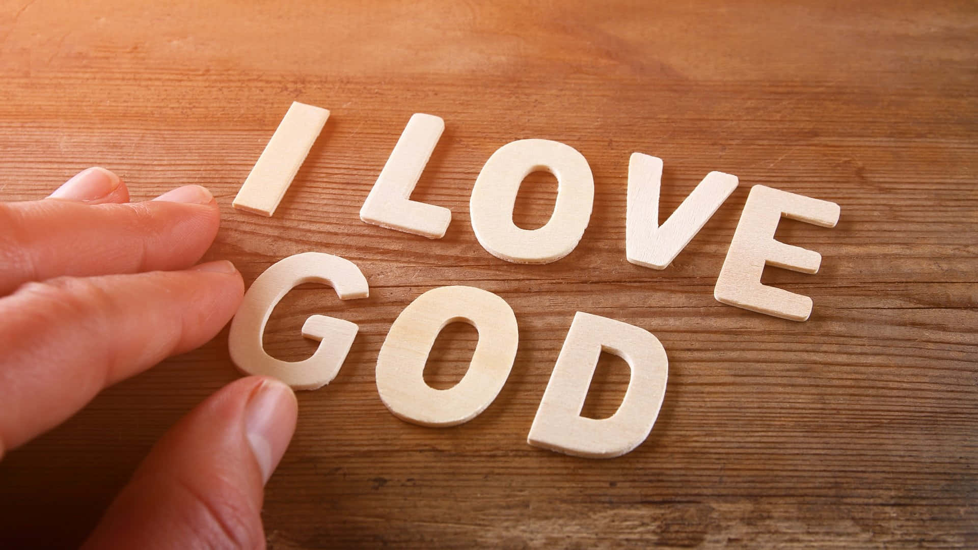 I Love God Wooden Letters Wallpaper