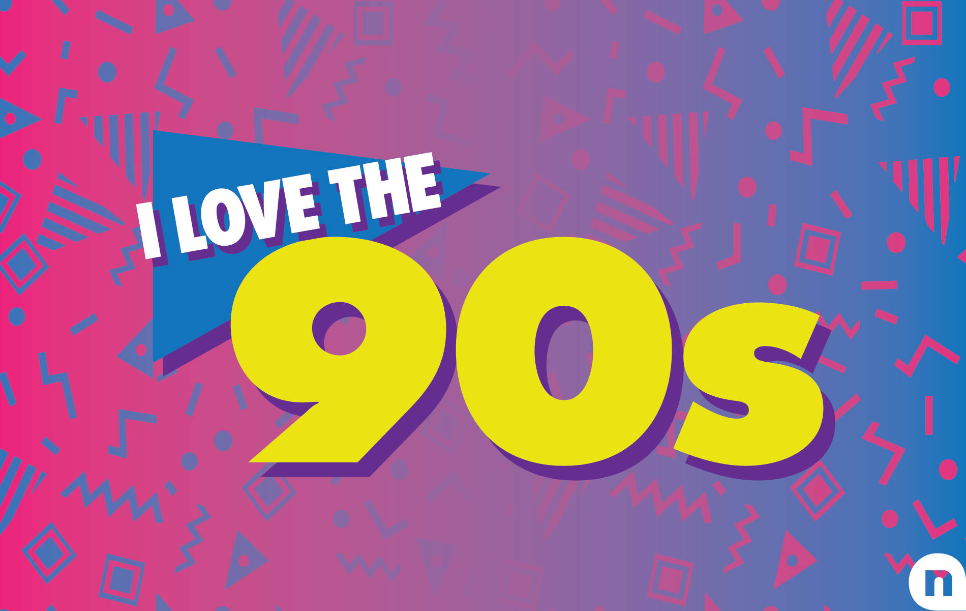 I Love The 90s Fun Pink And Blue