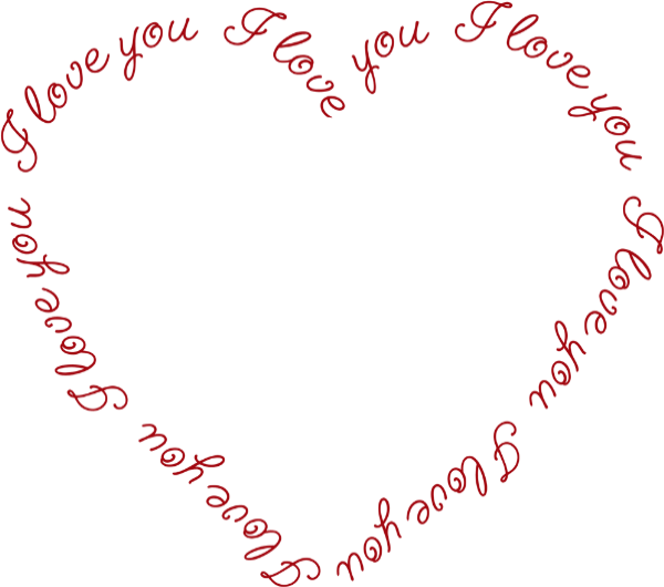 I Love You Heart Text Pattern PNG