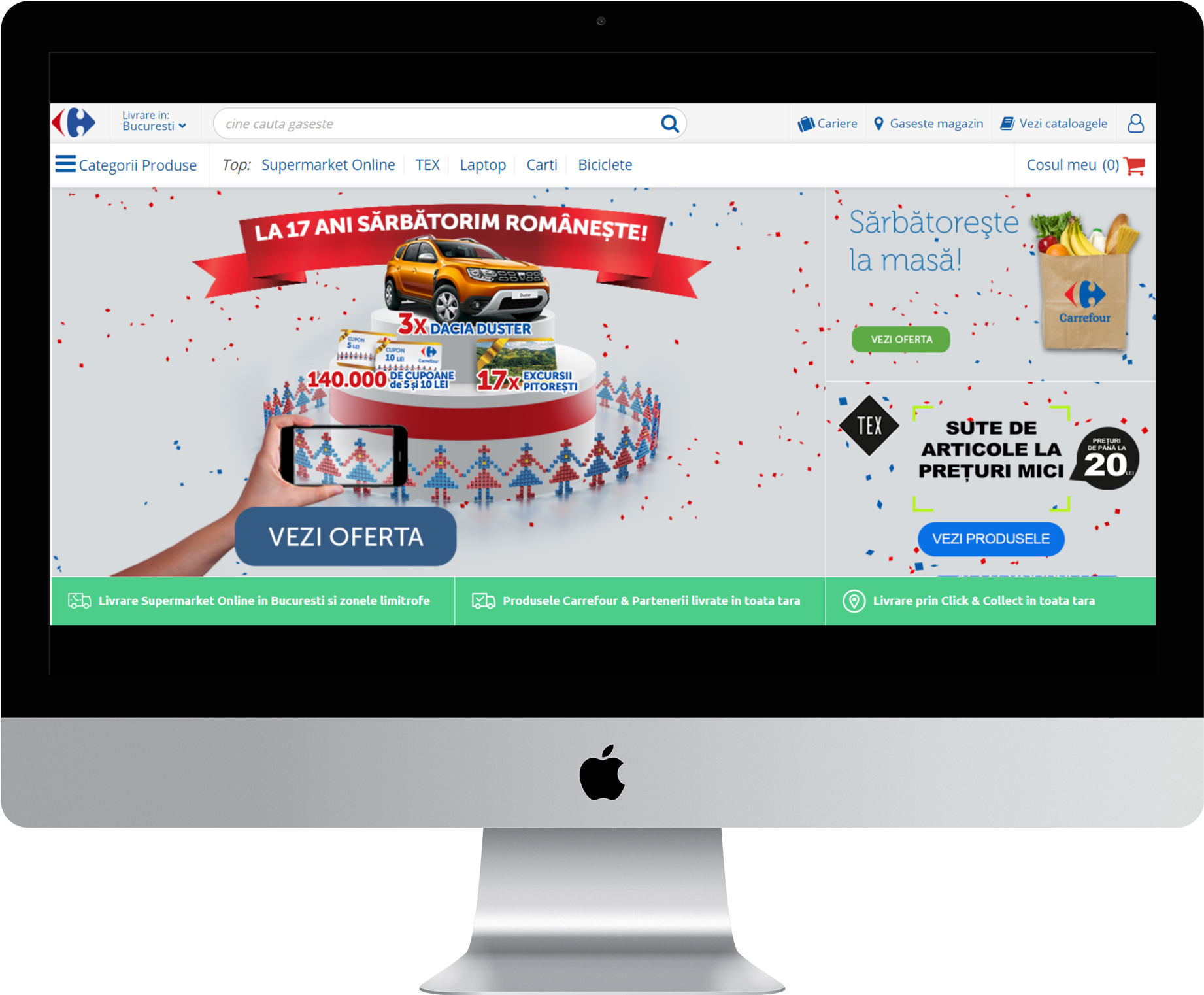 I Mac Displaying Online Supermarket Advertisement PNG