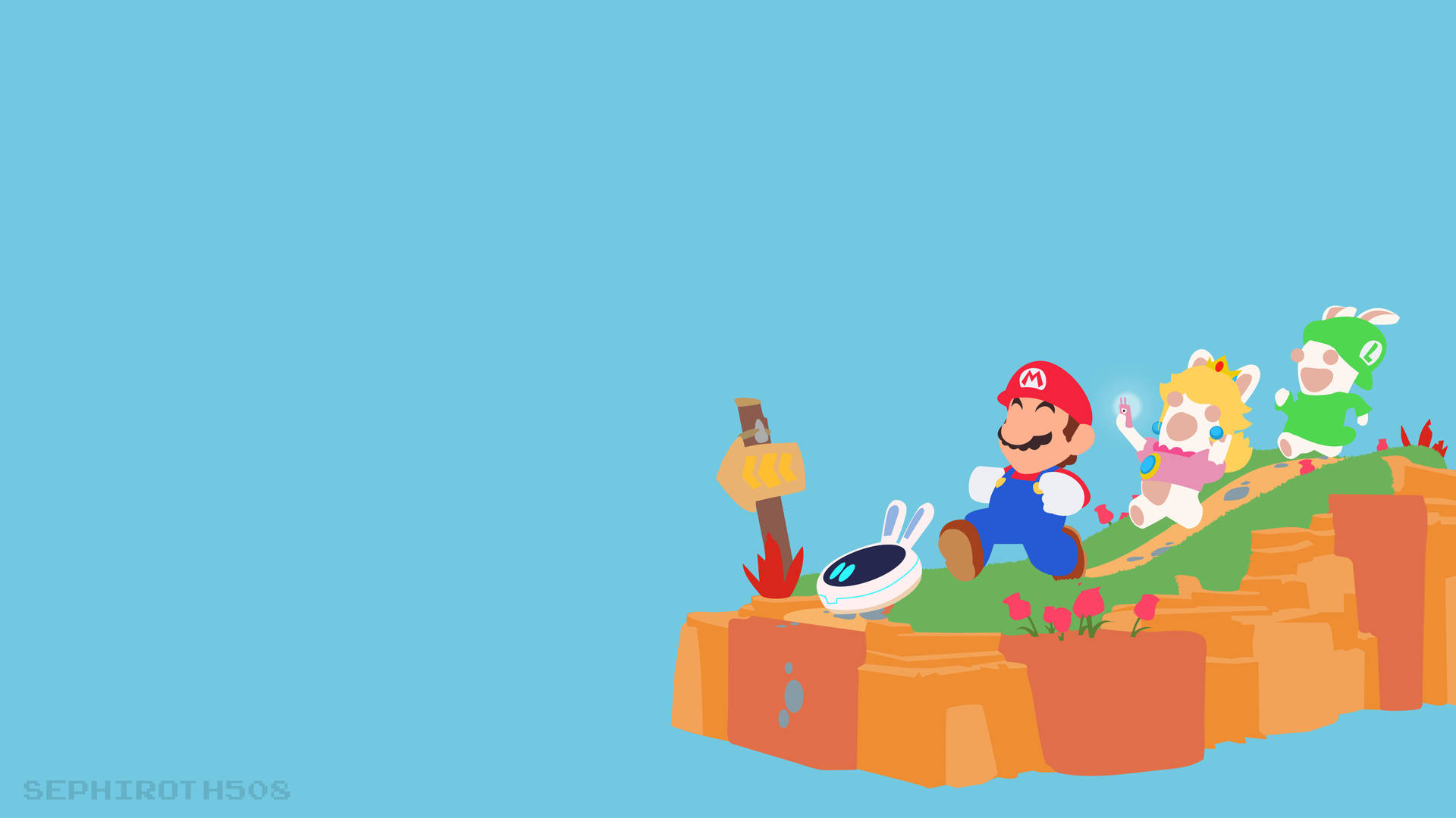 I Made A Mario + Rabbids Minimalist Wallpaper : Nintendoswitch Wallpaper