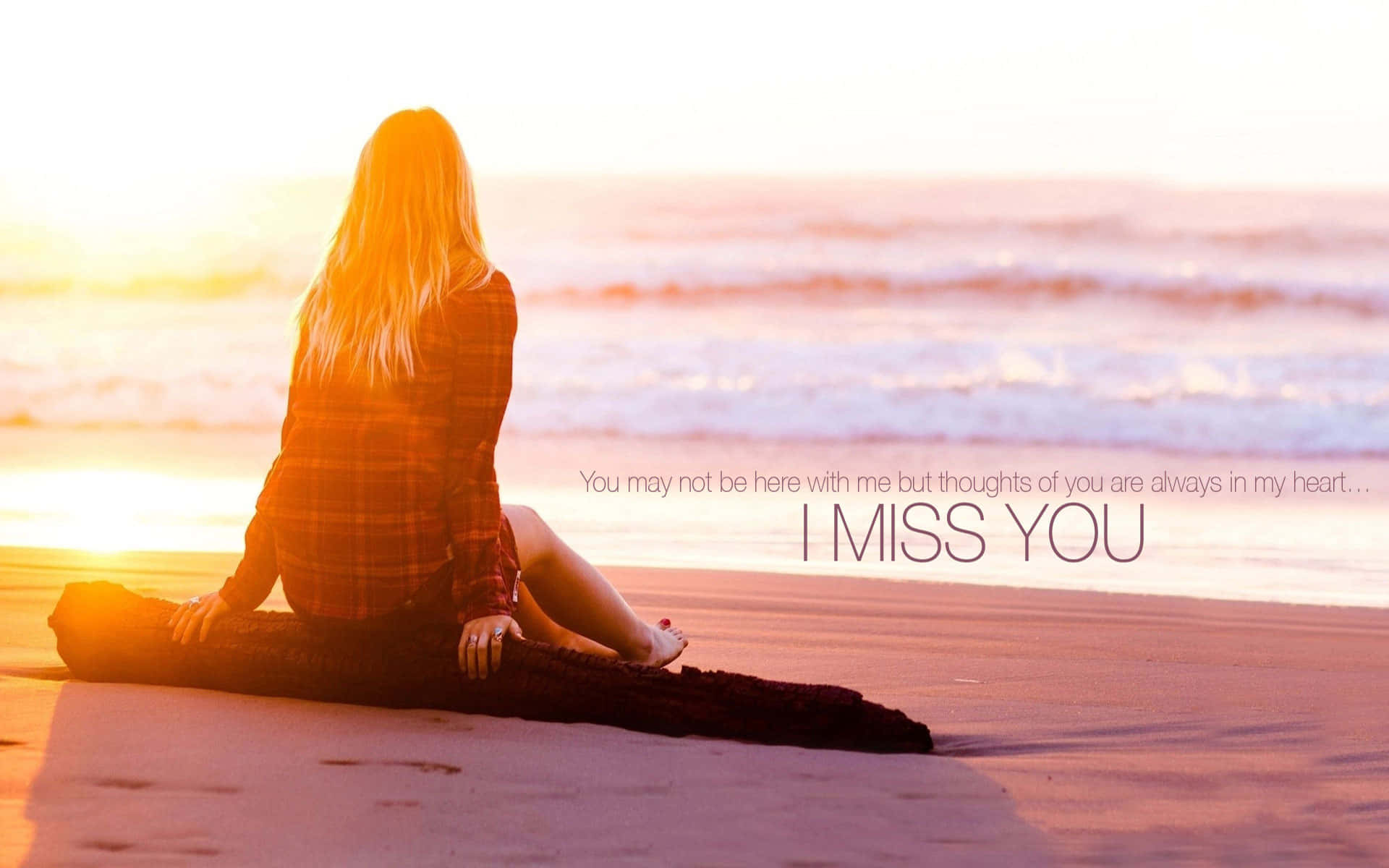 Loving Couple Embracing in a Park - "I Miss You" Wallpaper