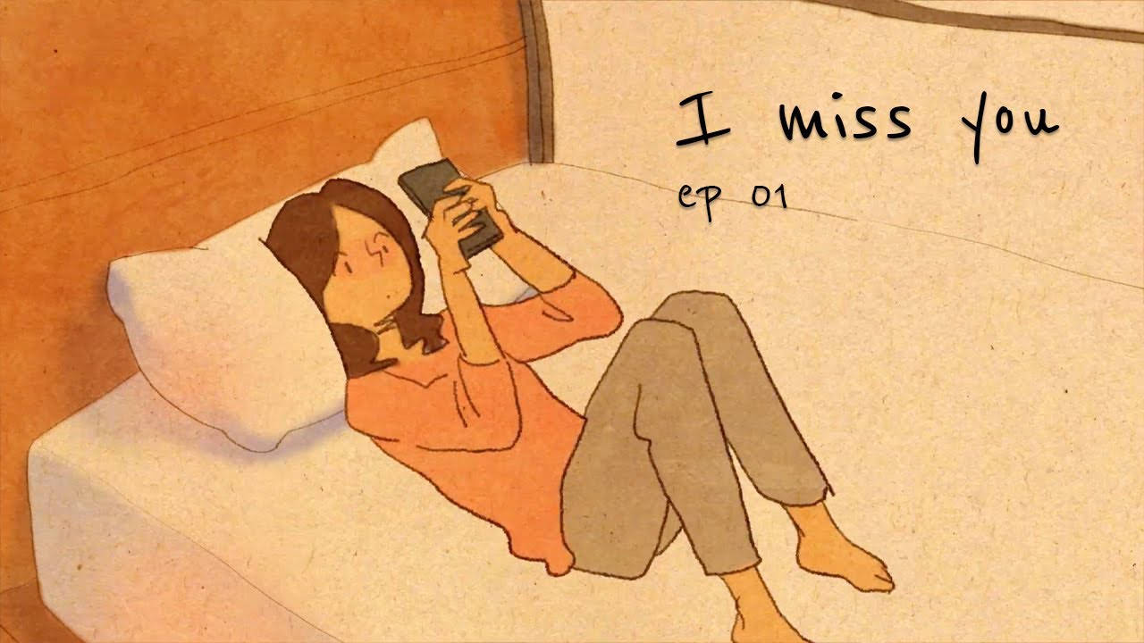 Download I Miss You Animated Girl Wallpaper 