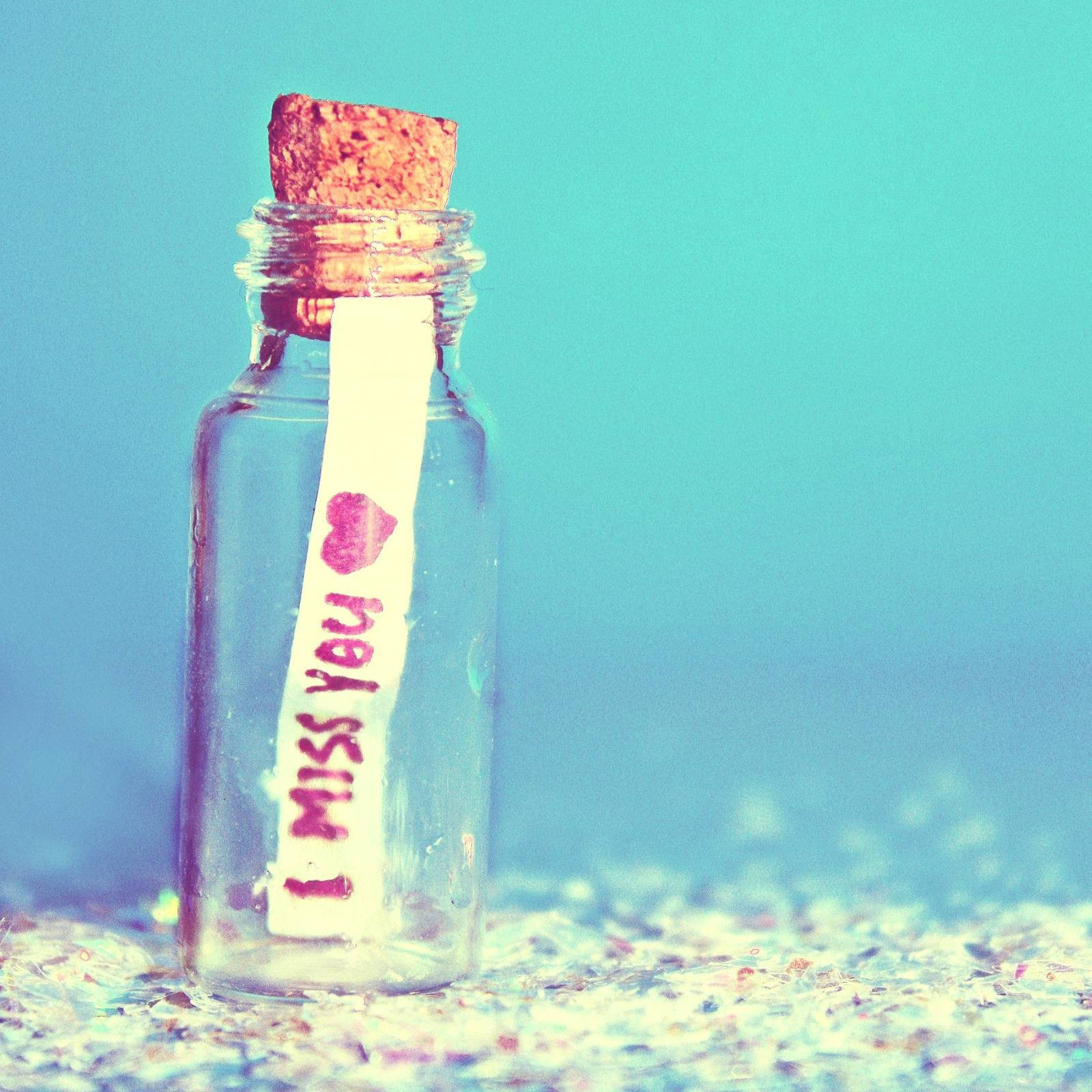 Emotional Message in a Bottle Saying 'I Miss You' Wallpaper