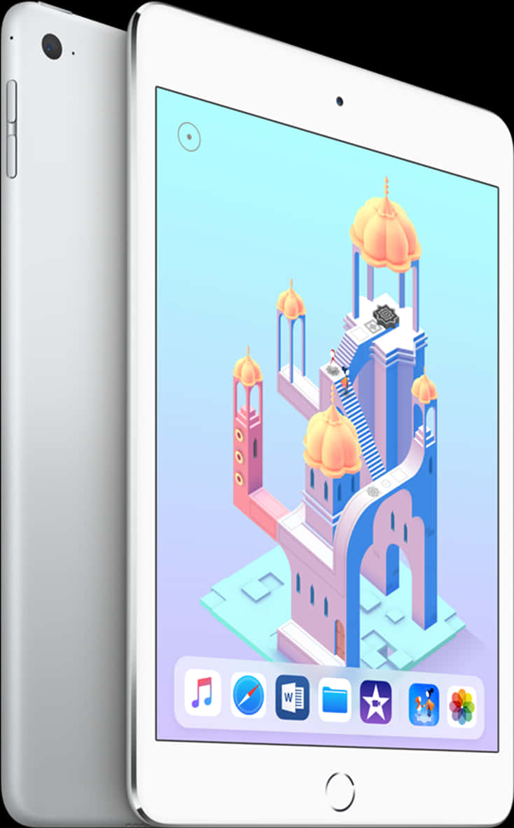 I Pad Displaying Isometric Game PNG