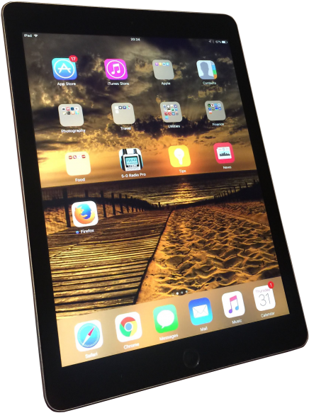 I Pad Pro Displaying Apps Sunset Background PNG