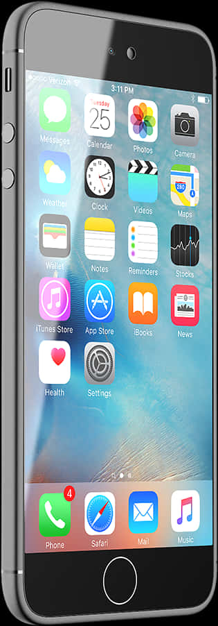 I Phone Space Gray Home Screen PNG