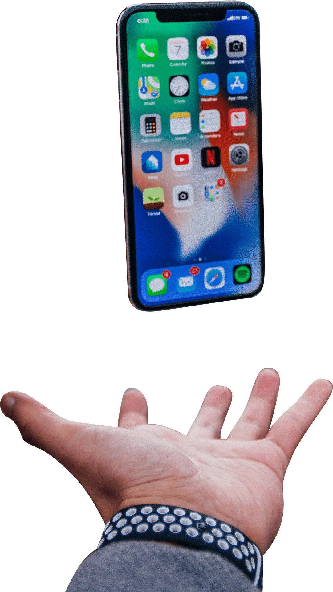 I Phone X Balancedon Hand PNG