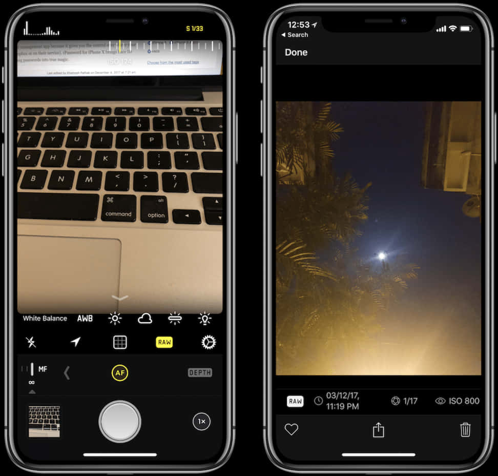 I Phone12 Camera Interface Night Photography PNG