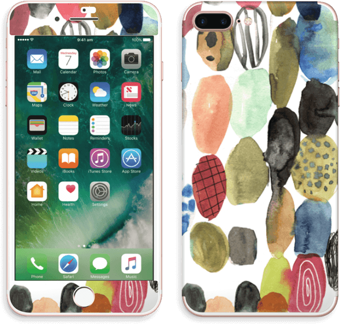 I Phonewith Colorful Abstract Case PNG