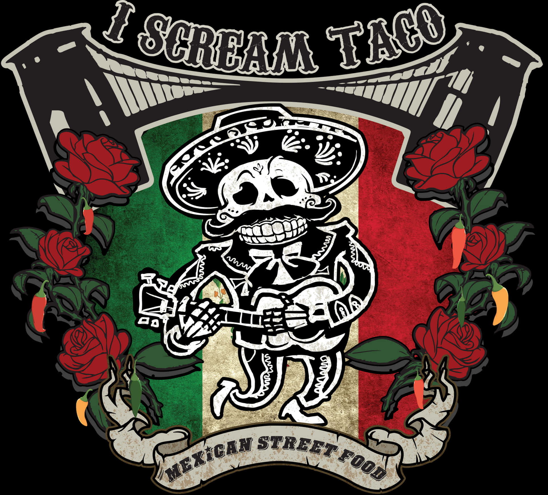 I Scream Taco Mexican Street Food Logo PNG