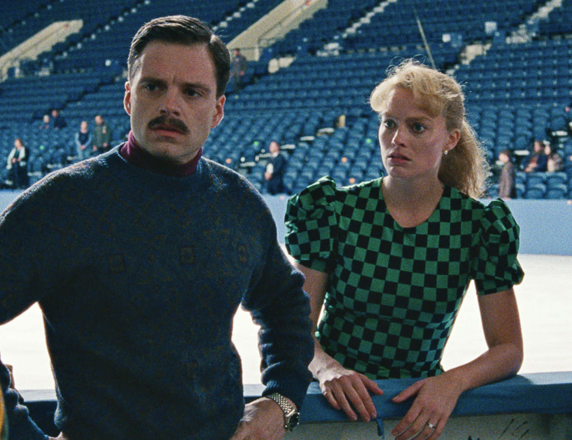 I Tonya Film Scene Bezorgd Koppel Achtergrond