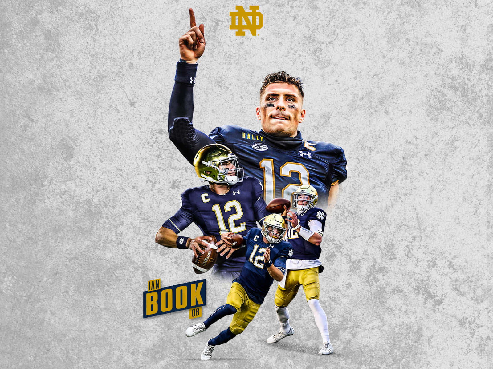 Ian Book Notre Dame Quarterback Collage Wallpaper