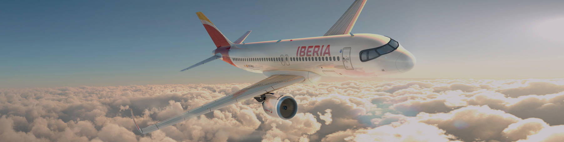 Iberia Airlines Airplane Gliding Above White Clouds Wallpaper