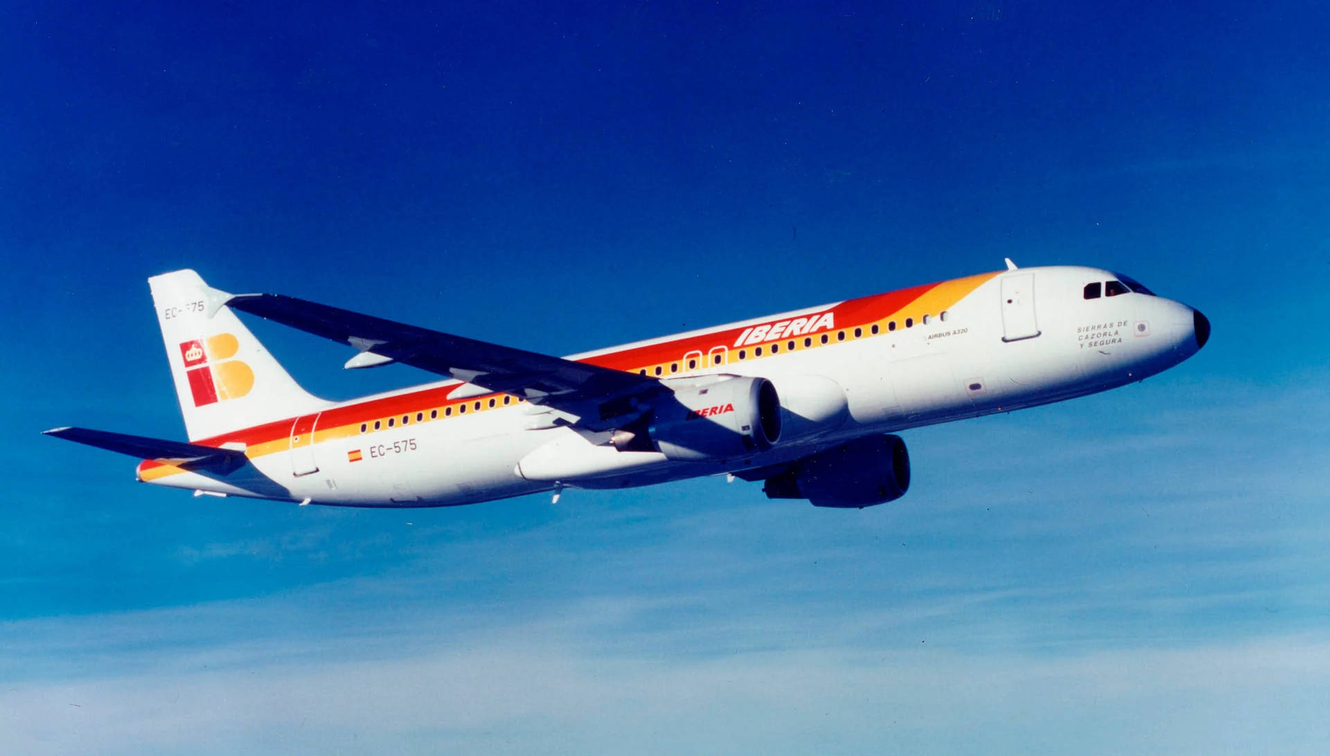 Iberia Airlines Airplane In The Blue Sky Wallpaper