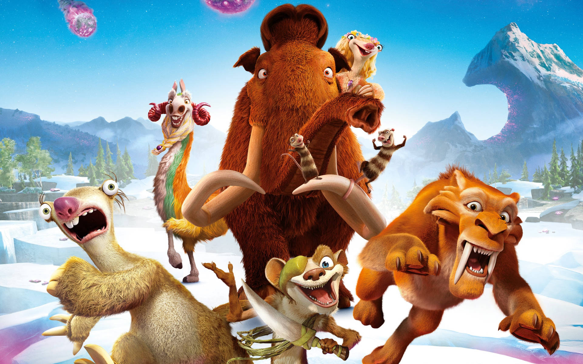 Ice Age Collision Course Characters Running Wallpaper
