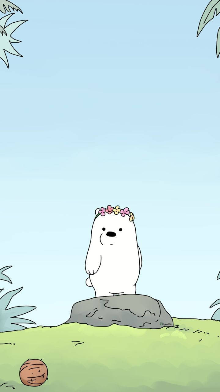 Ice Bear Cartoon Flower Wreath Background