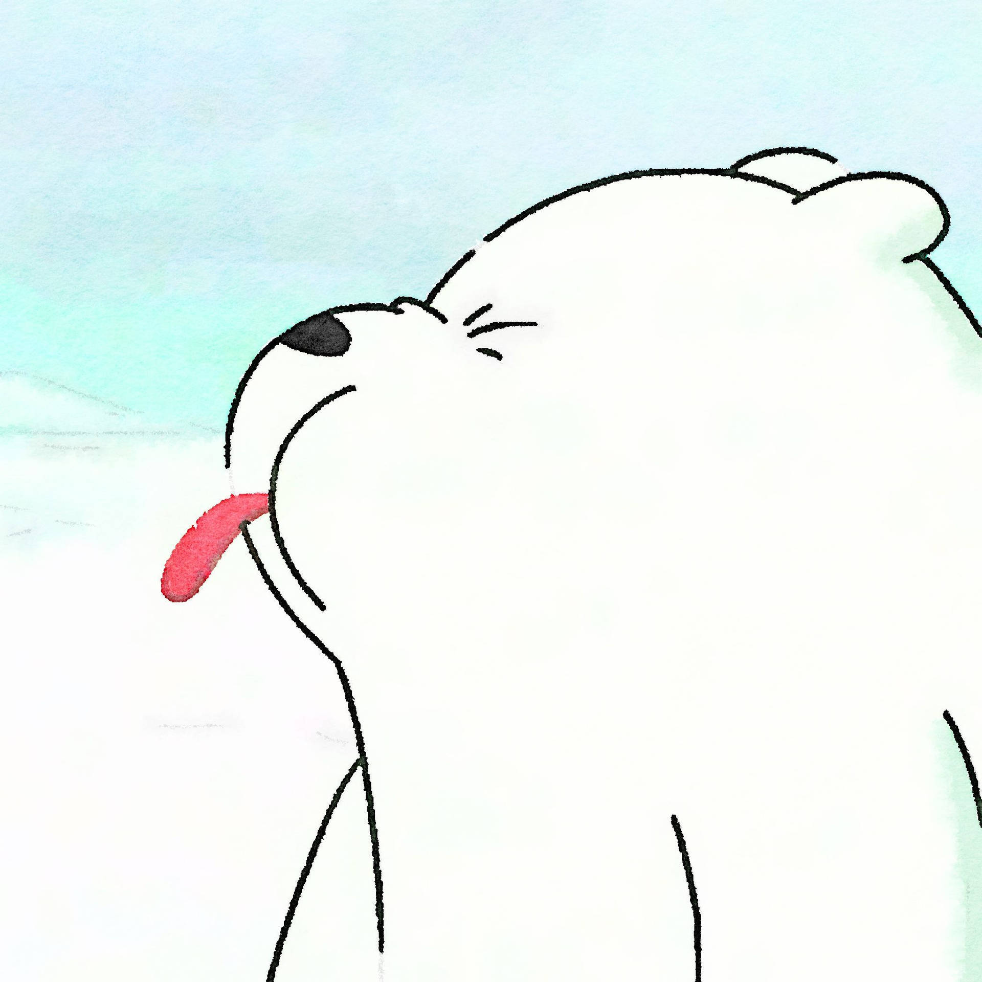 Ice Bear Cartoon Sticking His Tongue Out Wallpaper