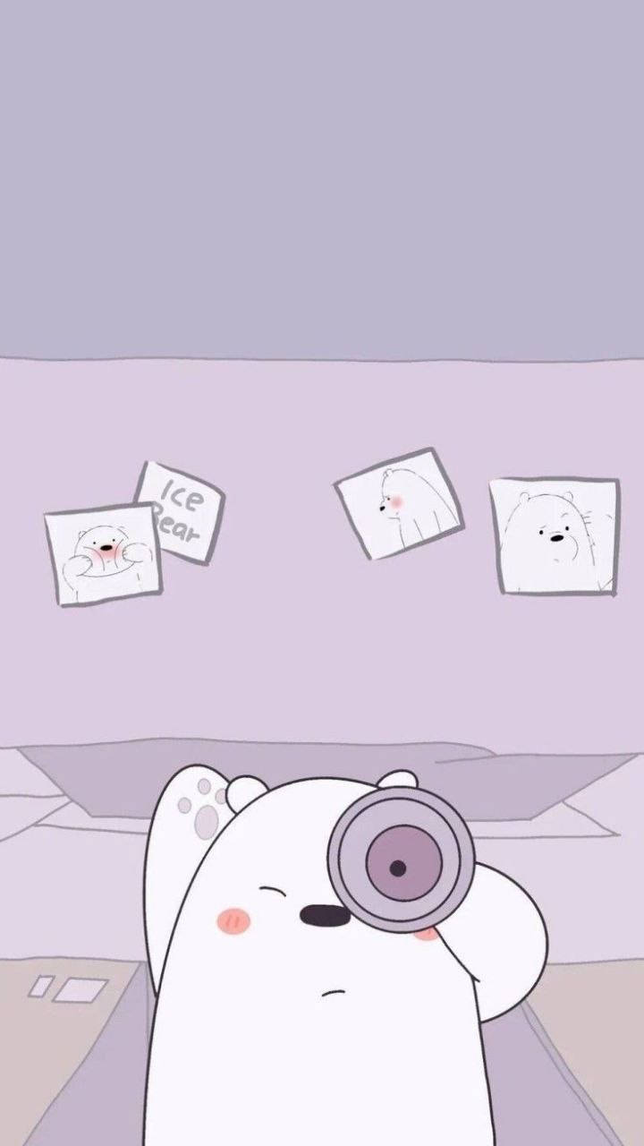 Ice Bear Cartoon Using A Monocular Background