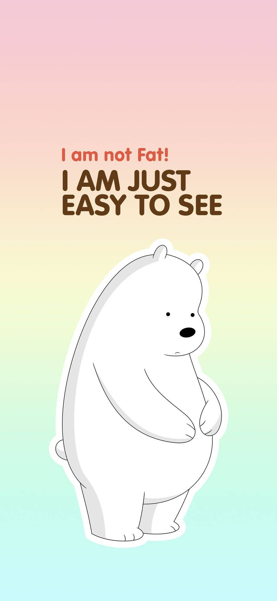 Ice Bear I Am Not Fat Rainbow Aesthetic Background
