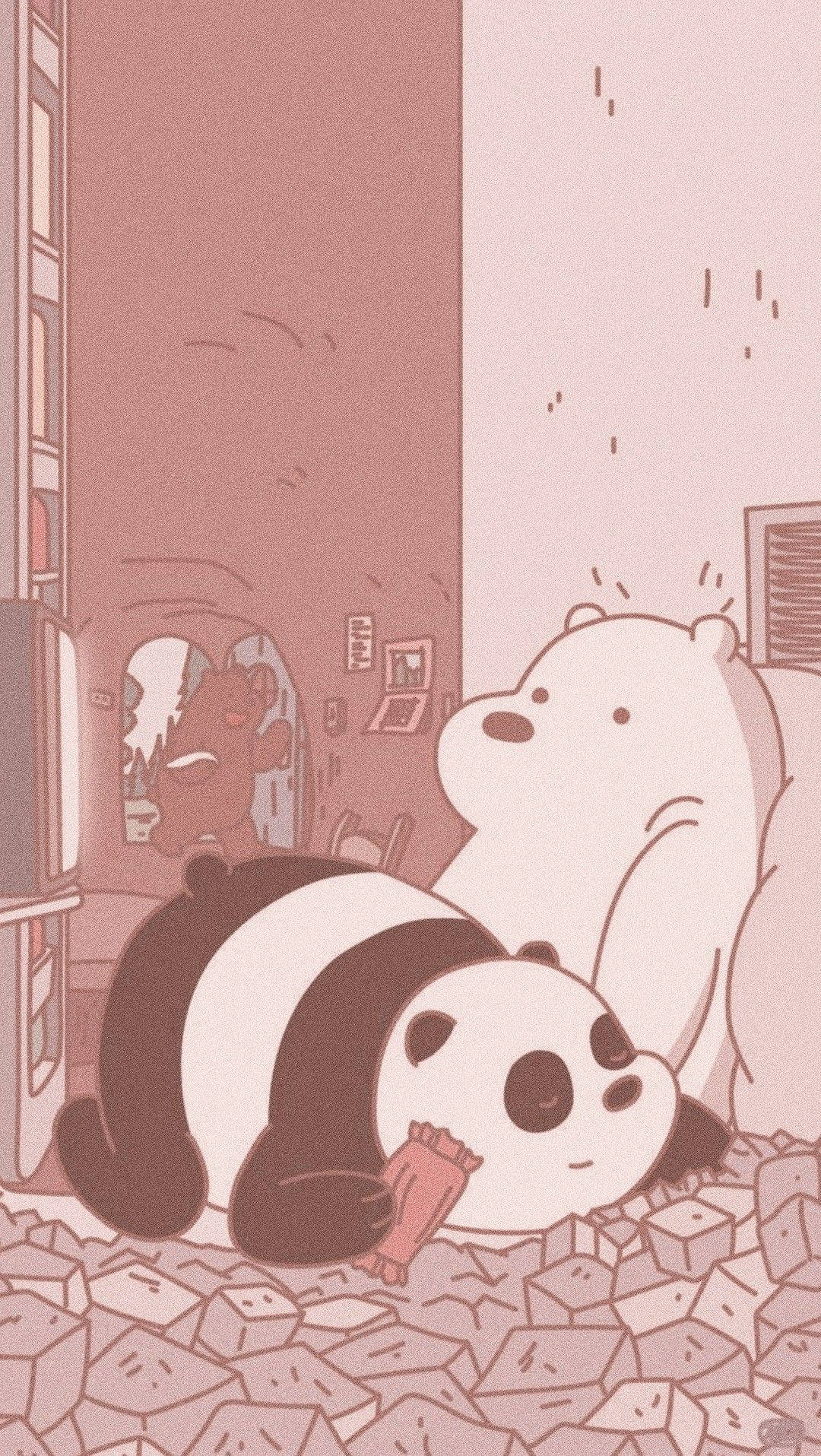 Ice Bear Panda På Isterninger Wallpaper