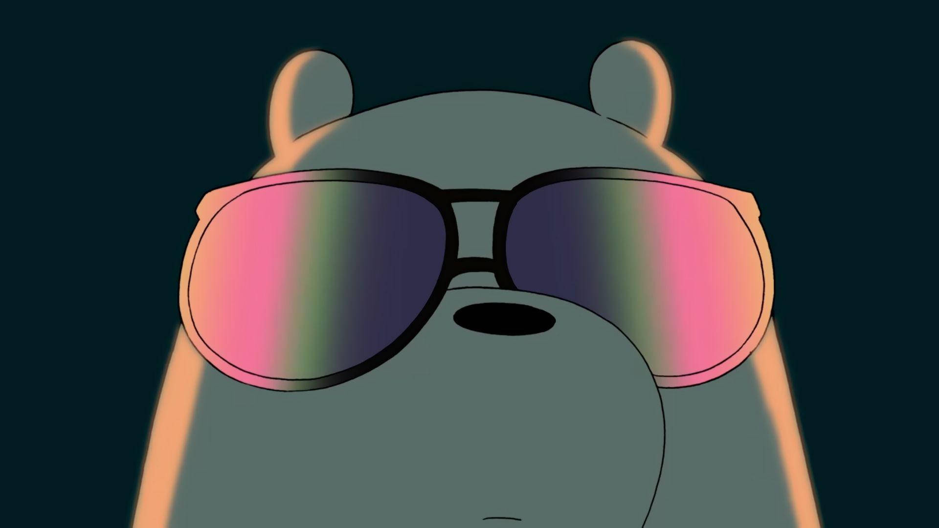 Ice Bear We Bare Bears Neon Aesthetic Sunglasses Wallpaper