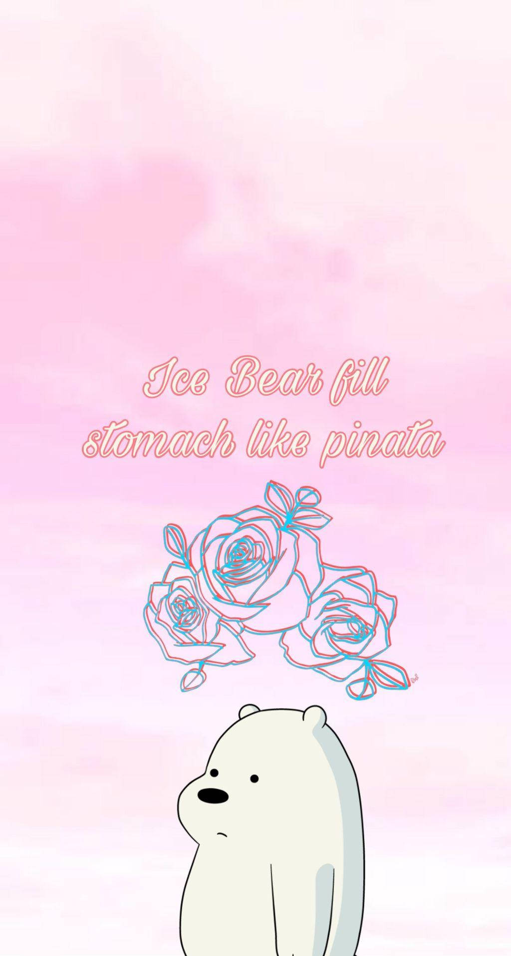 Ice Bear We Bare Bears Roses Pink Aesthetic Wallpaper