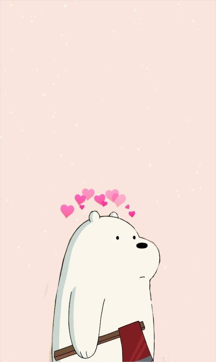 Ice Bear We Bare Bears With Axe Pink Aesthetic Background