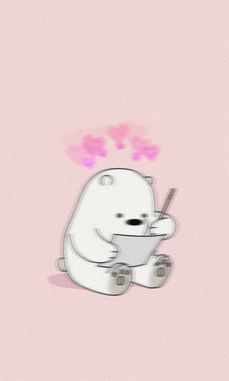 Ice Bear Writing On Paper Blurred Pink Aesthetic