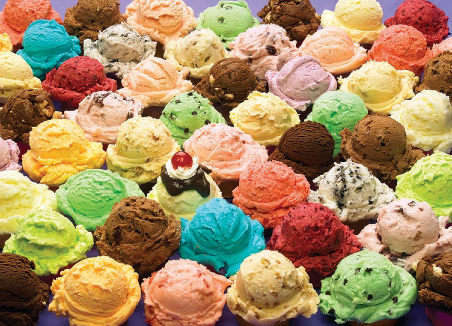 A Large Group Of Ice Cream Cones In Different Colors