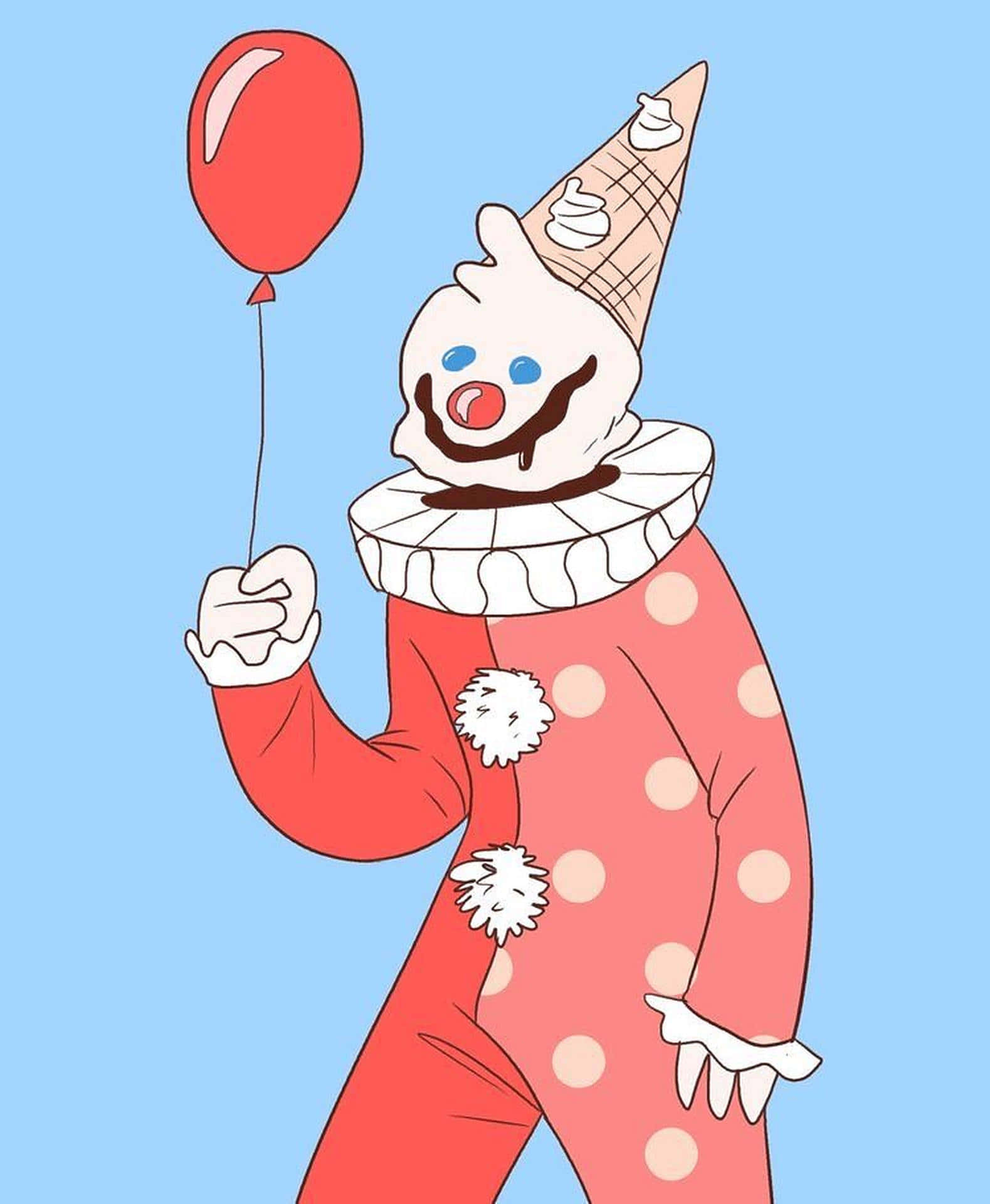 Ice Cream Cone Clownwith Balloon Wallpaper