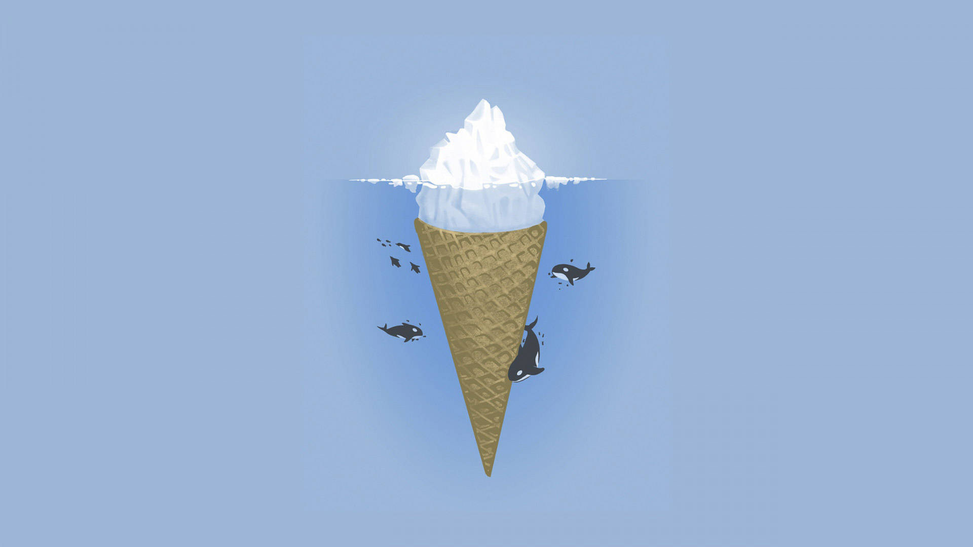 Ice Cream Cone Iceberg Minimalist Aesthetic Laptop Wallpaper