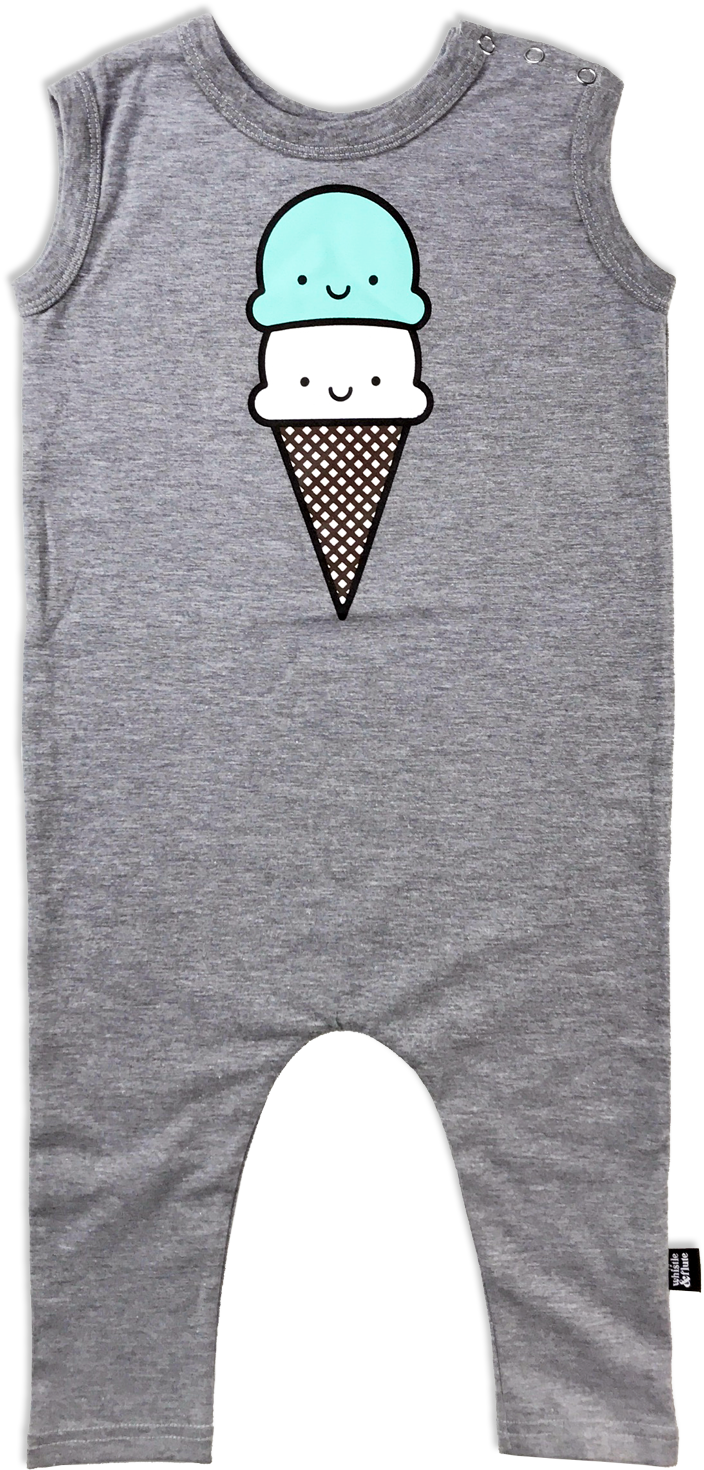 Ice Cream Cone Printed Onesie PNG