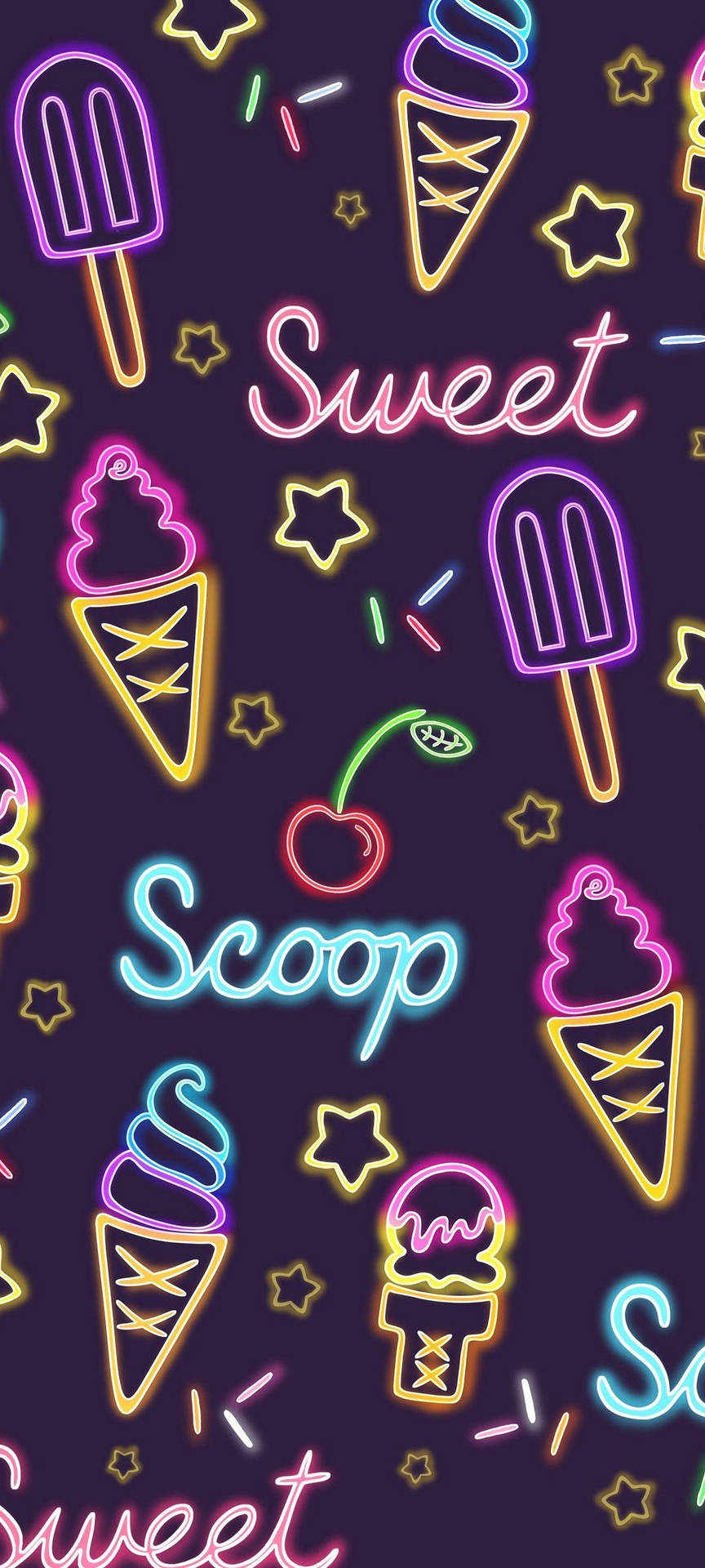 Ice Cream Neon Phone Wallpaper