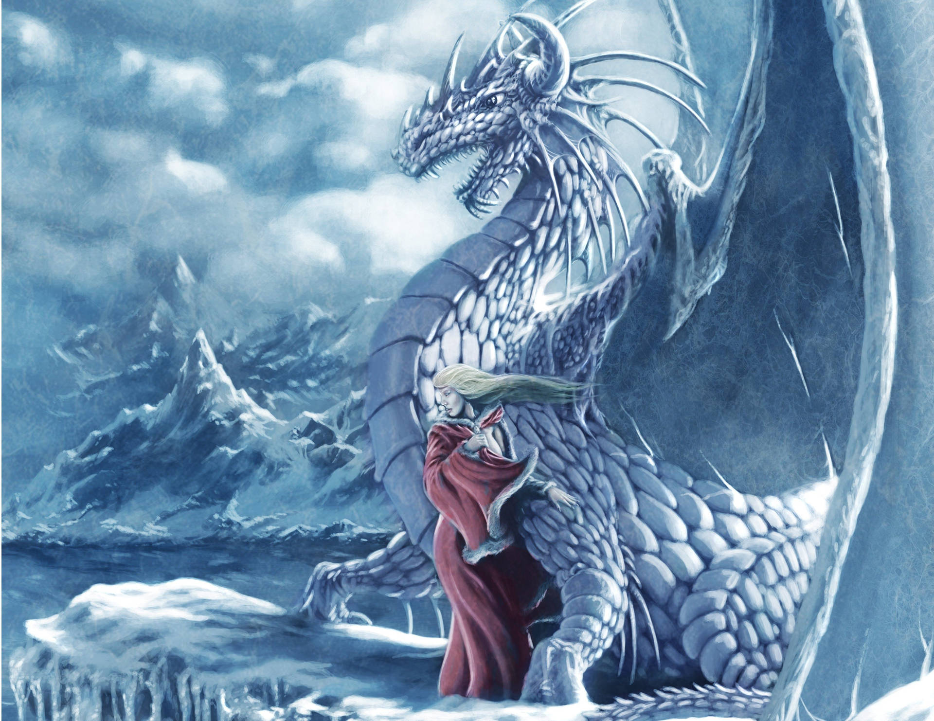 Ice Dragon Og Snedronning Wallpaper