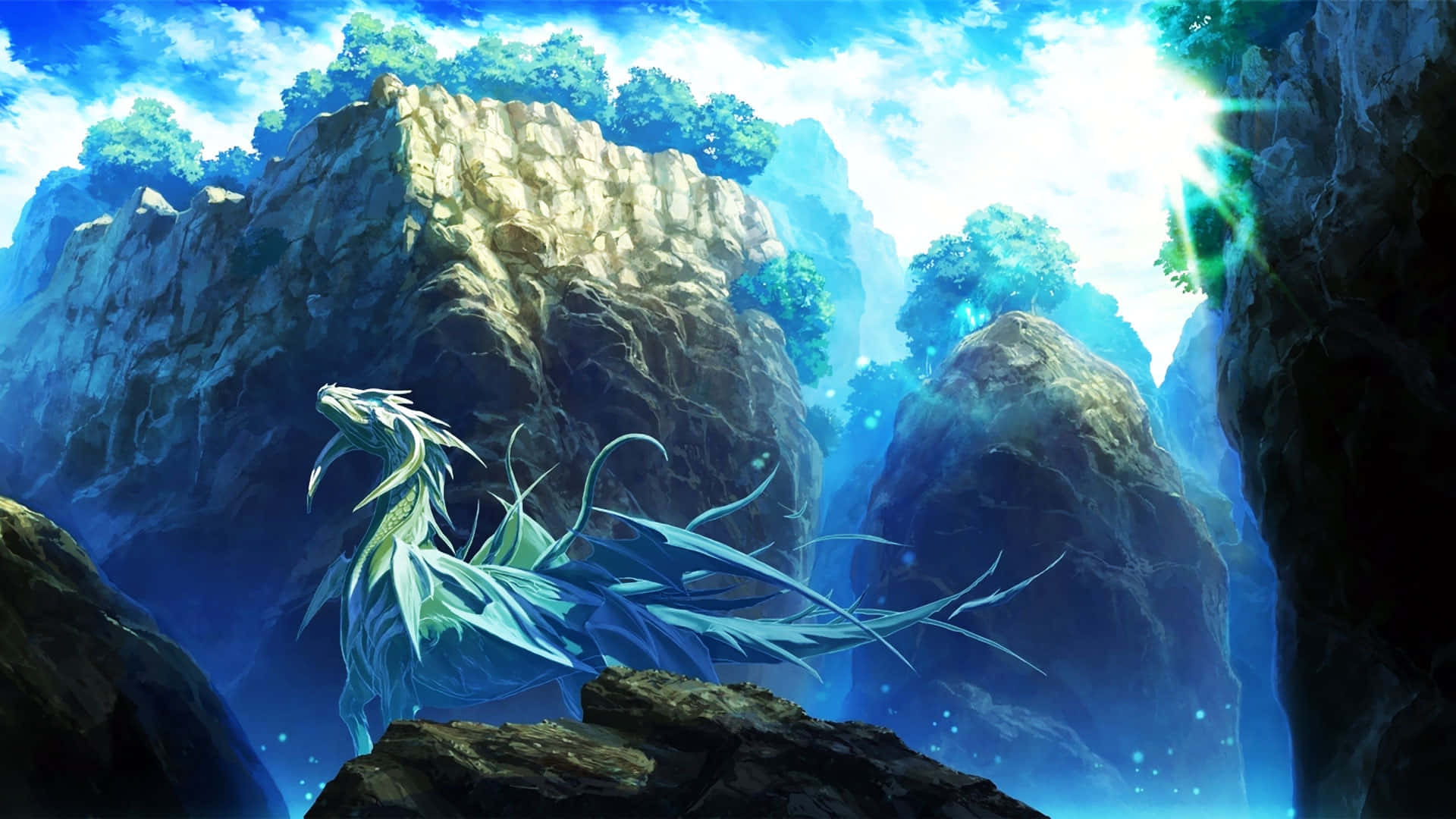 Dragónde Hielo Anime En Las Montañas. Fondo de pantalla
